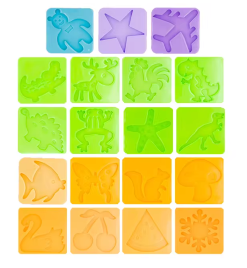 Sæt: 19 ekstra fluorescerende farvede forme